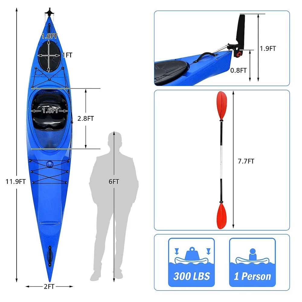 Costway Single Sit-in Kayak Single Fishing Kayak Boat W/ Paddle