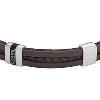 Men's Leather Essentials Brown Leather Strap Bracelet