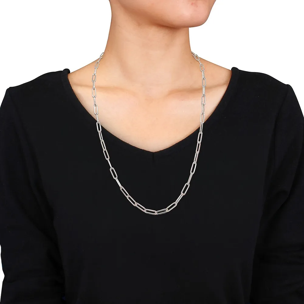4.3mm Polished Paperclip Chain Necklace In 14k Gold