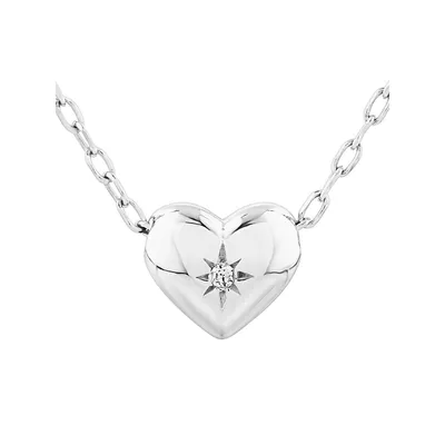 Mini Heart Necklace With .004tw Of Diamonds In Silver