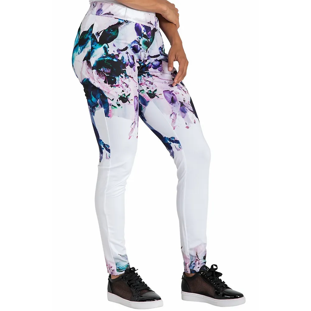 Poetic Justice Curvy Women's Active Floral Print Poly Tricot Legging