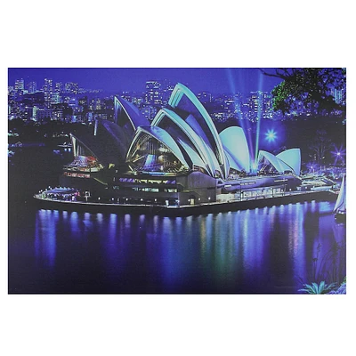Led Lighted Famous Sydney Opera House Australia Canvas Wall Art 15.75" X 23.5"