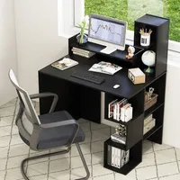 48'' Modern Computer Desk Home Office Workstation W/ Hutch & Storage Shelves Black