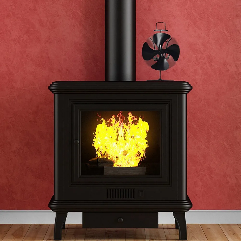 Costway 4 Blades Fireplace Stove Fan Fuel Saving Heat Powered Wood Burner  Eco Usb | Southcentre Mall