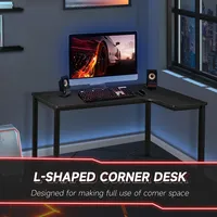 L-shaped Desk 57" Corner Computer Desk Cable Management