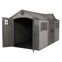 Outdoor Storage Shed, 15' X 8' With Dual Side Entry, Dark Grey Roughcut