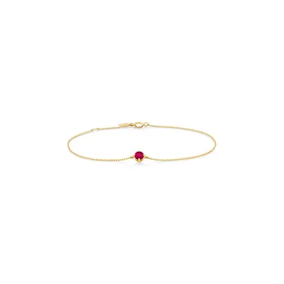 Bracelet With Ruby In 10kt Yellow Gold