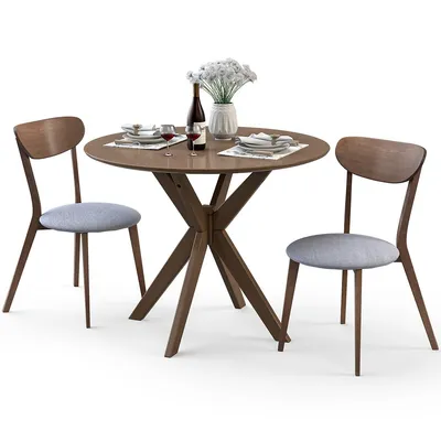 3 Pcs Dining Table Set Modern Round Kitchen Table And Chairs Set For Dining Room