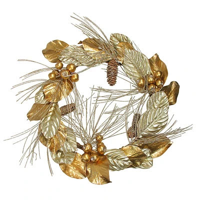 Golden Treasures Glittered Berries And Pine Cone Artificial Christmas Wreath - 24-inch, Unlit