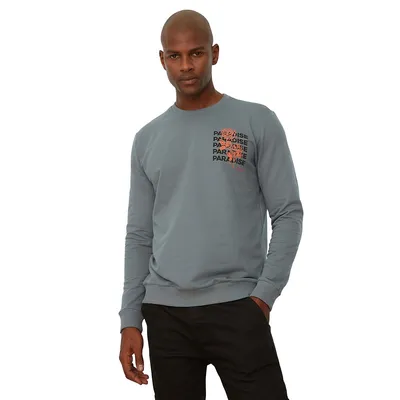 Male Regular Fit Basic Crew Neck Knitted Sweatshirt