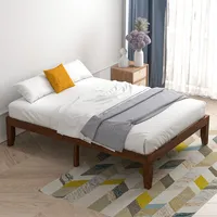 Full 14'' Wooden Bed Frame Mattress Platform Wood Slats Support
