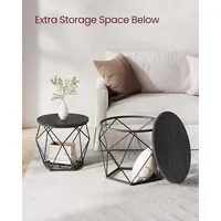 Modern Geometric Design Round Coffee Accent Tables, Set Of 2 Side Tables