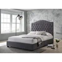 Modern Trends Grey Velvet Button Tufted Contemporary King Size Platform Bed (no Box Spring Required)