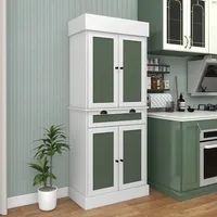 72" Kitchen Buffet Hutch Pantry Cabinet Cupboard With 4 Doors & Adjustable Shelves