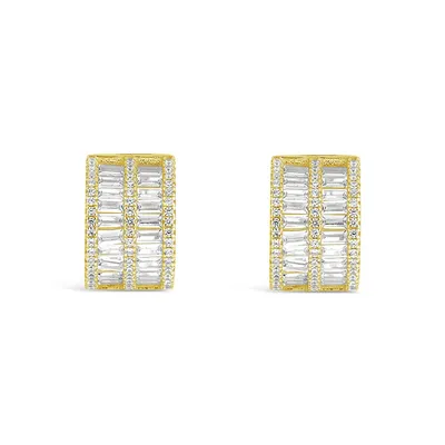 Serena Cz Hoops Earring Sterling Forever Gold Clear