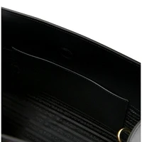 Saffiano Lux Black Leather Large Crossbody Satchel Bag