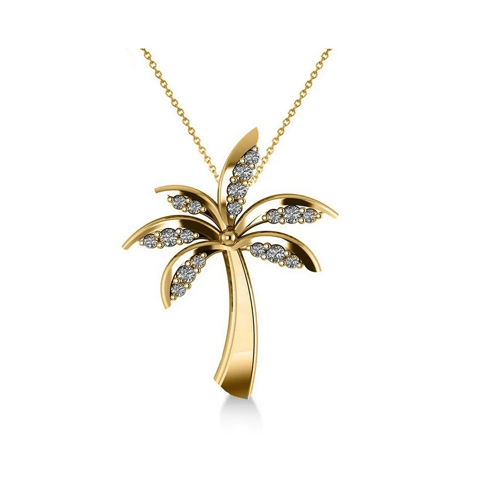 Sunflower Diamond Pendant Necklace 14k Yellow Gold (0.19ct)