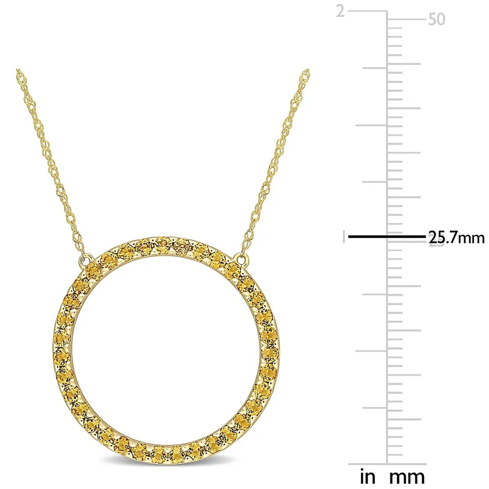 1 3/8 Ct Tgw Citrine Open Circle Pendant With Chain In 10k Yellow Gold