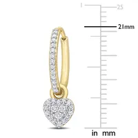 3/8 Ct Tw Diamond Halo Heart Huggie Earrings In 10k Yellow Gold