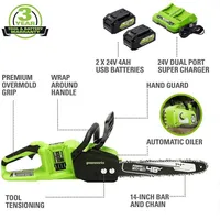 48V (2 x 24V) 14" Brushless Chainsaw, (2) 4.0Ah USB Batteries and Dual Port Charger - CS48L4410