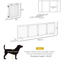 Freestanding Pet Gate 4 Panel Wooden Dog Barrier Folding Safety Fence