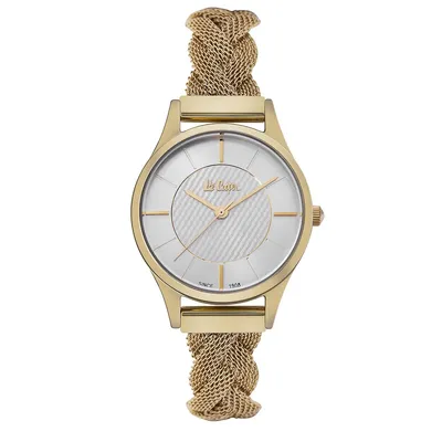 Ladies Lc06709.130 3 Hand Yellow Gold Watch With A Yellow Gold Woven Metal Band And A Silver Dial