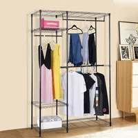 48"x18"x71" Closet Organizer Garment Rack Portable Clothes Hanger Shelf