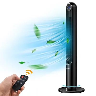 42" Tower Fan Smart Display Panel 12h Timer 80 Degree Oscillating Fan With Remote White/black