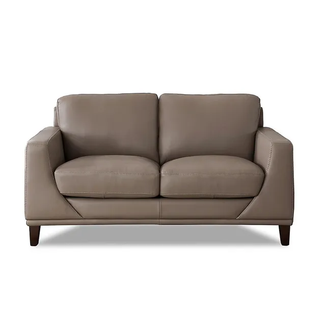 Hydeline Alton Bay Top Grain Leather Chesterfield Loveseat - Caramel Brown