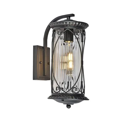 Outdoor Wall Light, 16.5'' Height, From The Montcalm Collection, Black