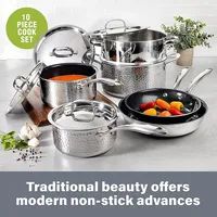 Tri-Ply Hammered Stainless Steel 10 Piece Cookware Set
