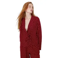 Women Polka Dot Woven Shirt-trousers Pajama Set