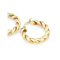 Croissant Twist 15mm Hoop Earrings In 10kt Yellow Gold