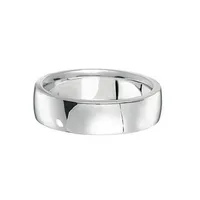 Men's Wedding Ring Low Dome Comfort-fit 14k White Gold (6mm)