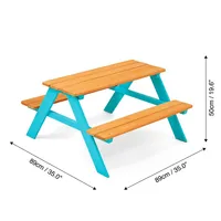 Teamson Kids Picnic Table & Chair Set Childrens Garden Outdoor Wood Petrol