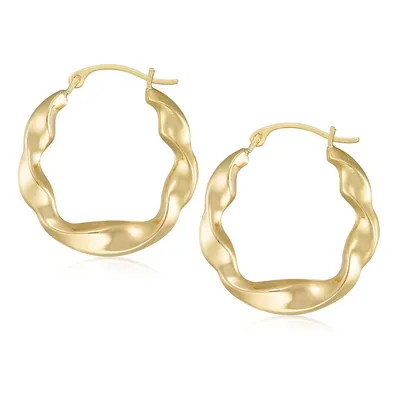 14kt Round Twisted Polished Hoop Earrings