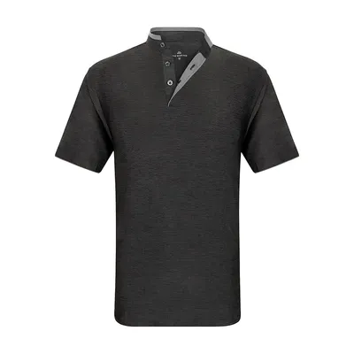 Men's Short Sleeve Henley Polo Shirt With Contrast-trim