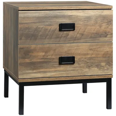 Retro 2 Drawers Nightstand With Steel Frame