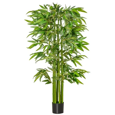 Potted Artificial Plant Bamboo Tree For Decor, 5.3ft