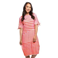 Casual Striped Dress With Tie Sleeves