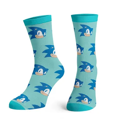 Sega Sonic The Hedgehog Hedgehog Collage Crew Socks