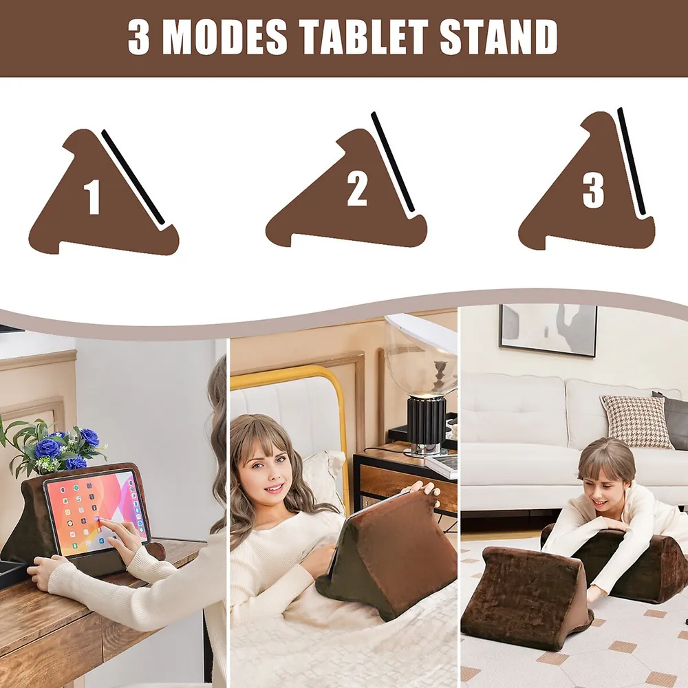 Bed Wedge Pillow With Tablet Stand Side Pockets Support For Back