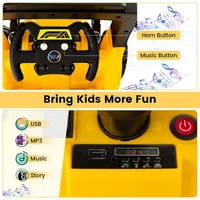 12v Kids Ride On Construction Tractor With Horn & Music & Tail Led Lights Yellow