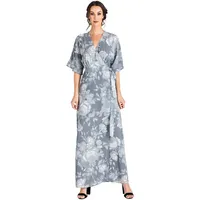 Modern Women's Floral Woven Chiffon Kimono Wrap Maxi Dress