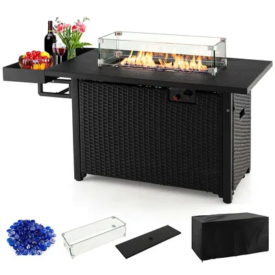 52" Outdoor Gas Fire Pit Table Patio Propane Firepit With Cover 50,000 Btu