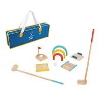 Kids Wooden Golf Set - 13pcs - 2 Player Game Set With Carry Bag, Ages 3+