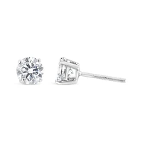 14k White Gold 5/8 Cttw Lab Grown Diamond 4-prong Classic Stud Earrings (f-g Color, Vs2-si1 Clarity)