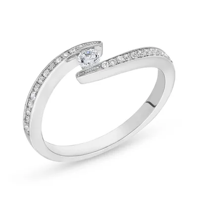 Canadian Dreams 14k White Gold 0.20 Ctw Canadian Diamond Bypass Ring