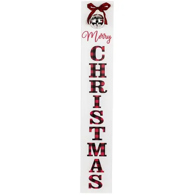 35" Plaid "merry Christmas" Wall Plaque With Large Jingle Bell