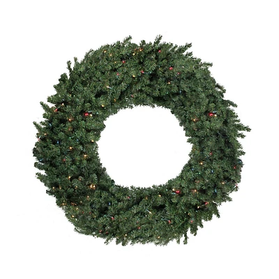 Pre-lit Commercial Size Canadian Pine Christmas Wreath - 10ft, Multicolor Lights